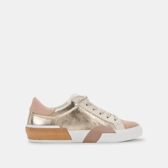 Dolce Vita Zina Plush Sneakers Gold Leather Women Sneakers