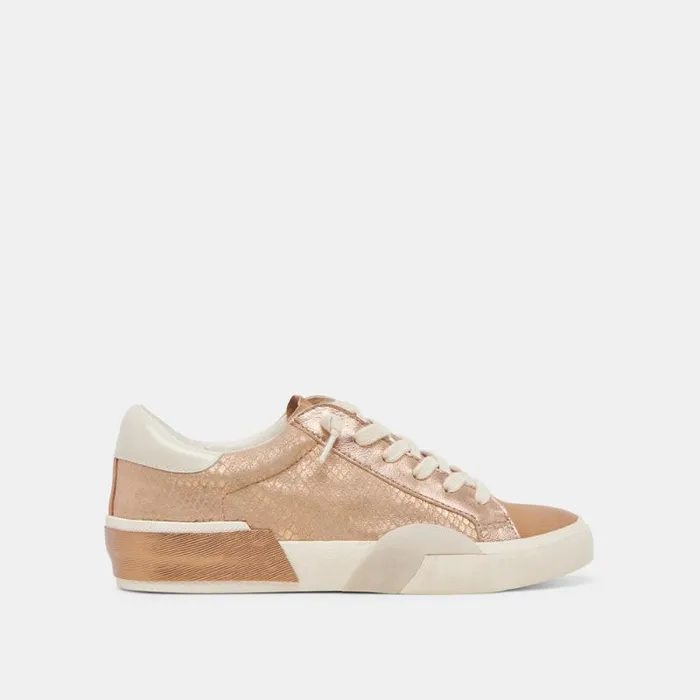 Dolce Vita Zina Sneakers Bronze Embossed Leather Women Sneakers