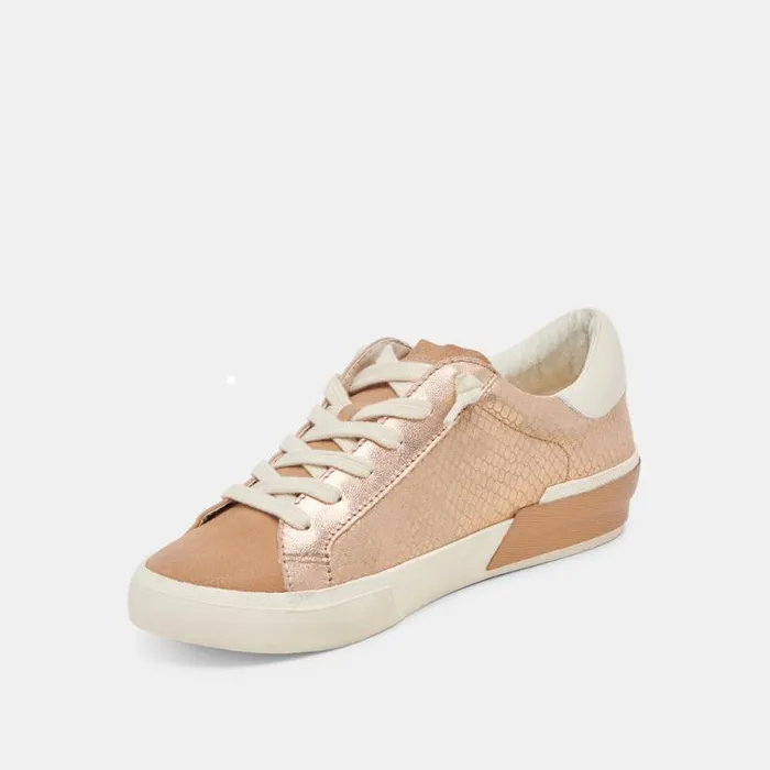 Dolce Vita Zina Sneakers Bronze Embossed Leather Women Sneakers