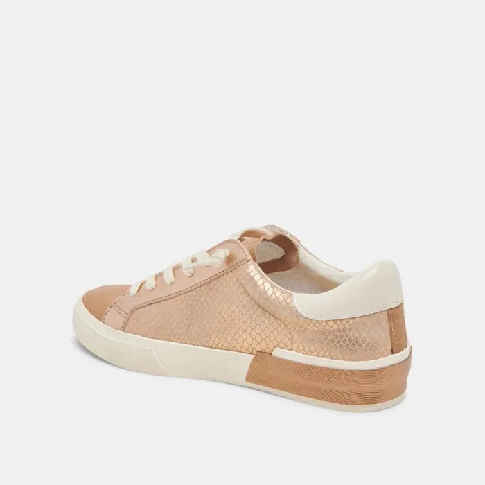 Dolce Vita Zina Sneakers Bronze Embossed Leather Women Sneakers