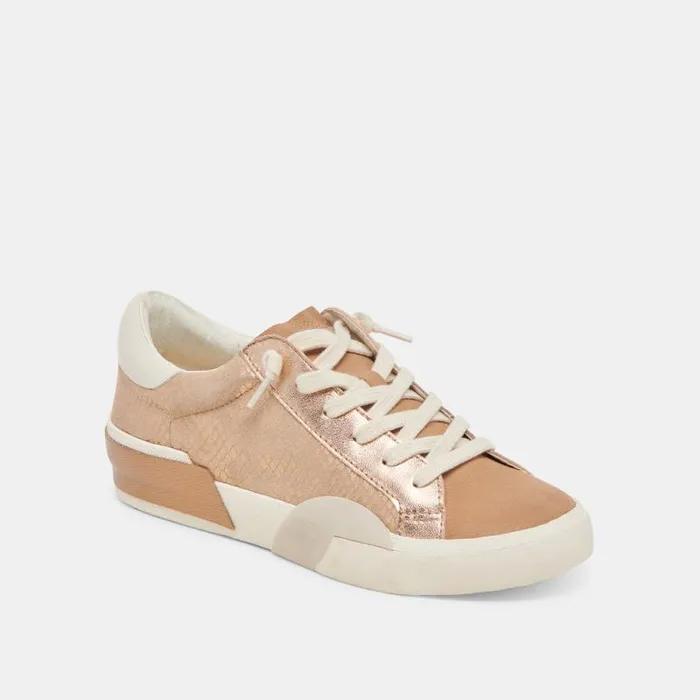 Dolce Vita Zina Sneakers Bronze Embossed Leather Women Sneakers