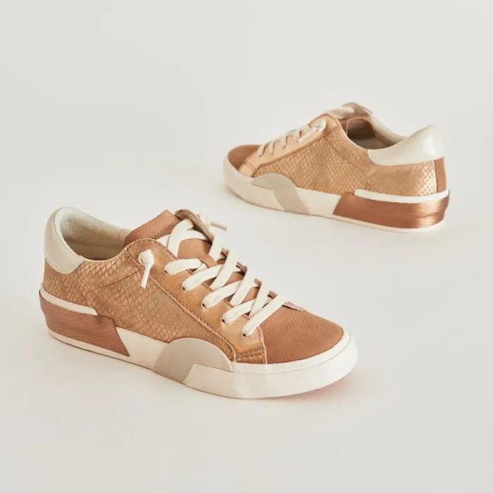 Dolce Vita Zina Sneakers Bronze Embossed Leather Women Sneakers
