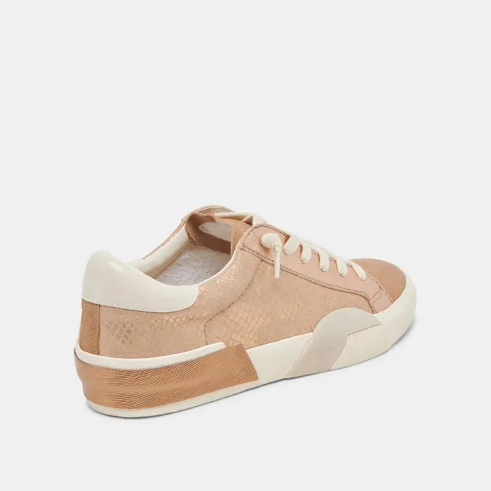 Dolce Vita Zina Sneakers Bronze Embossed Leather Women Sneakers
