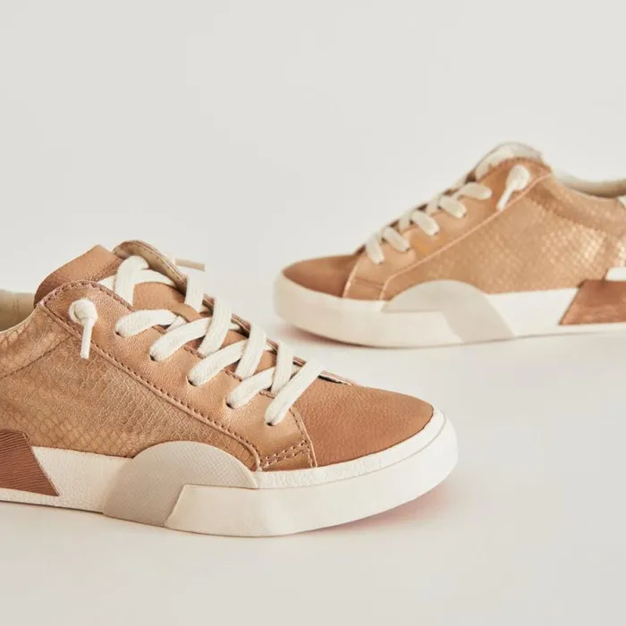 Dolce Vita Zina Sneakers Bronze Embossed Leather Women Sneakers