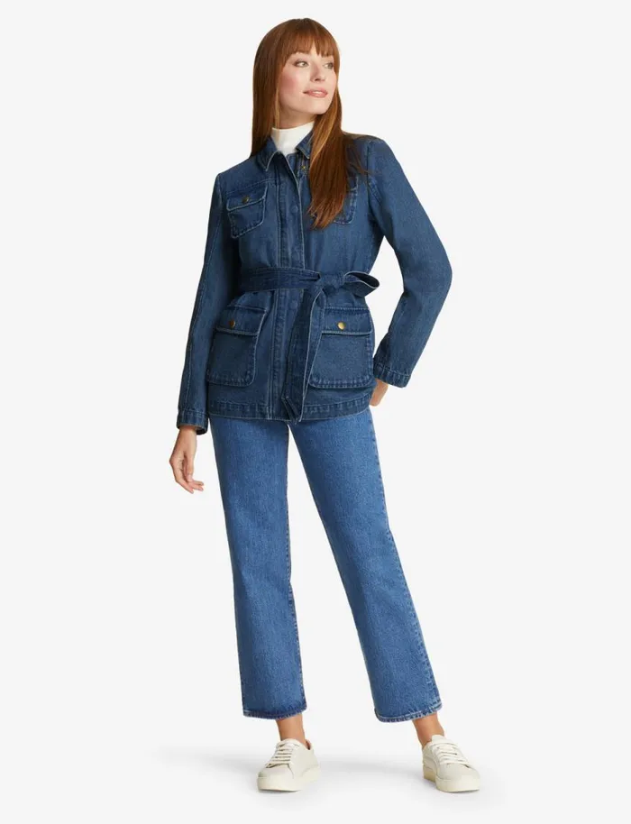 Draper James Jackets and Outerwear Women Field Jacket In Dark Wash Denim