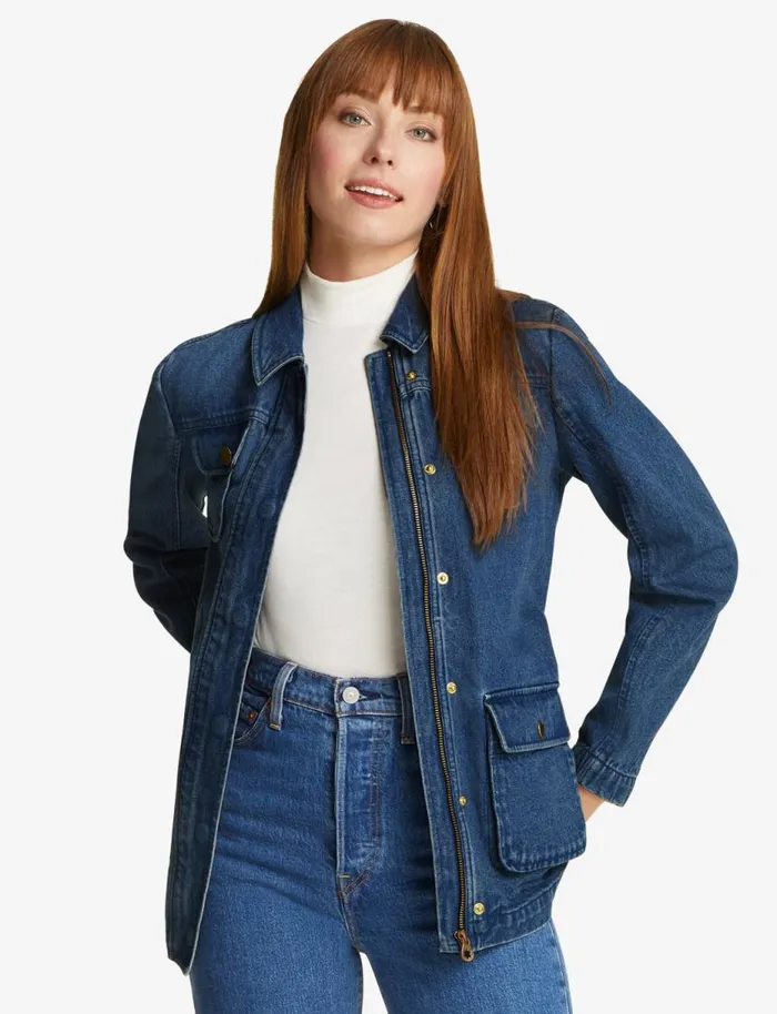 Draper James Jackets and Outerwear Women Field Jacket In Dark Wash Denim
