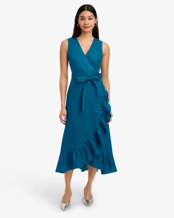 Draper James Midi and Maxi Women Billie Wrap Dress In Linen