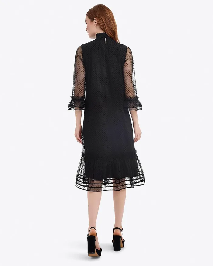 Draper James Mini Women Long Sleeve Shift Dress In Tulle