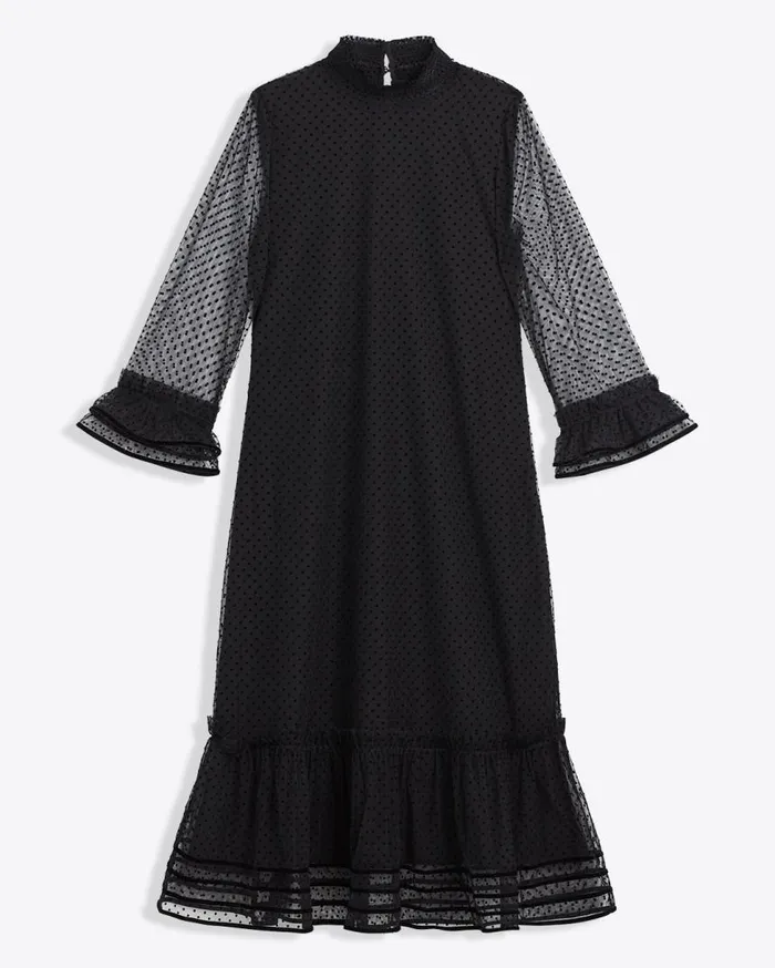 Draper James Mini Women Long Sleeve Shift Dress In Tulle