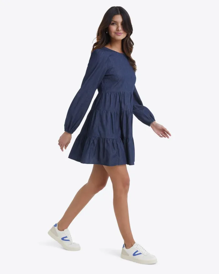 Draper James Mini Women Pam Babydoll Dress In Dark Wash