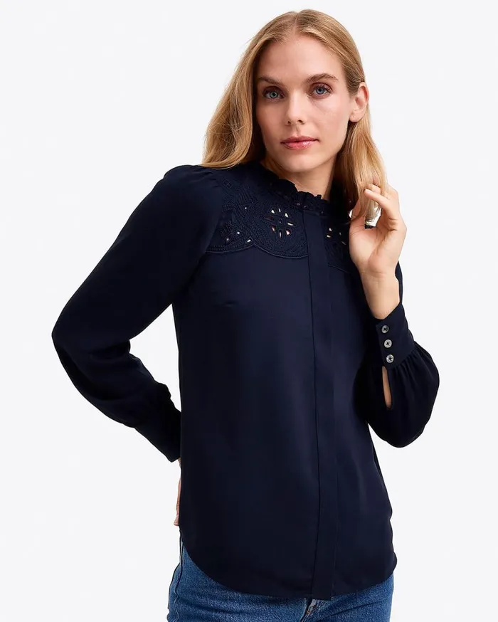 Draper James Tops Women Covered Placket Button Down