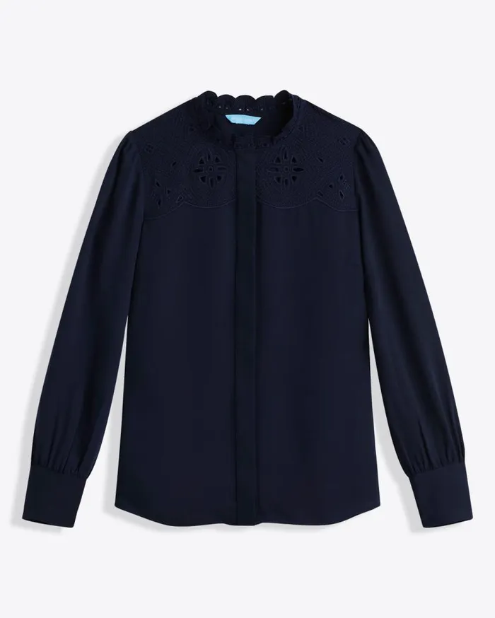 Draper James Tops Women Covered Placket Button Down
