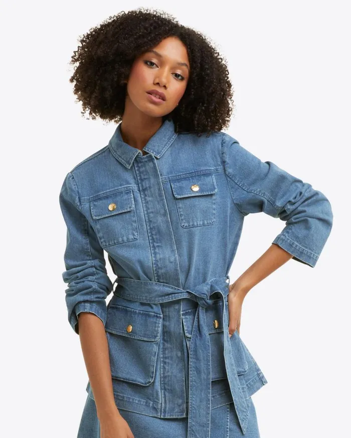 Draper James Tops Women Field Jacket In Medium Wash Denim