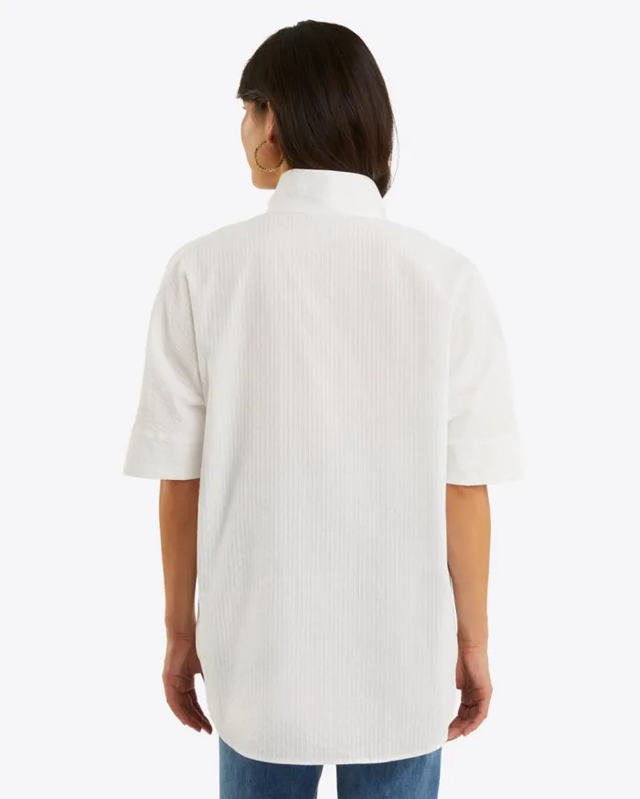Draper James Tops Women Logan Top In White Shirting Stripe