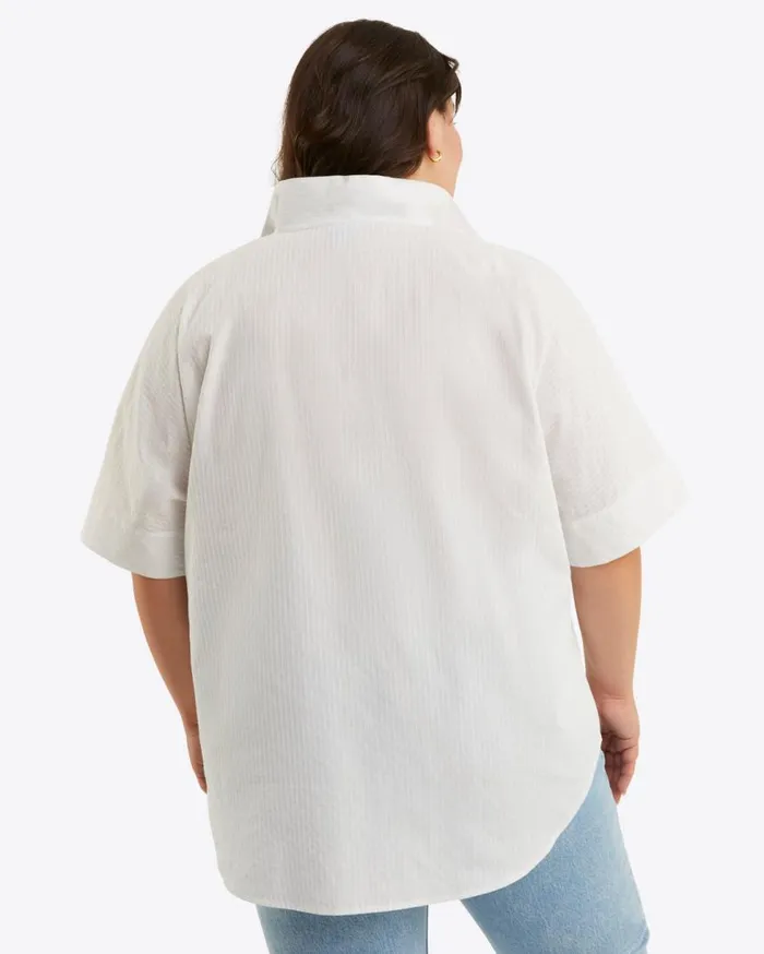 Draper James Tops Women Logan Top In White Shirting Stripe