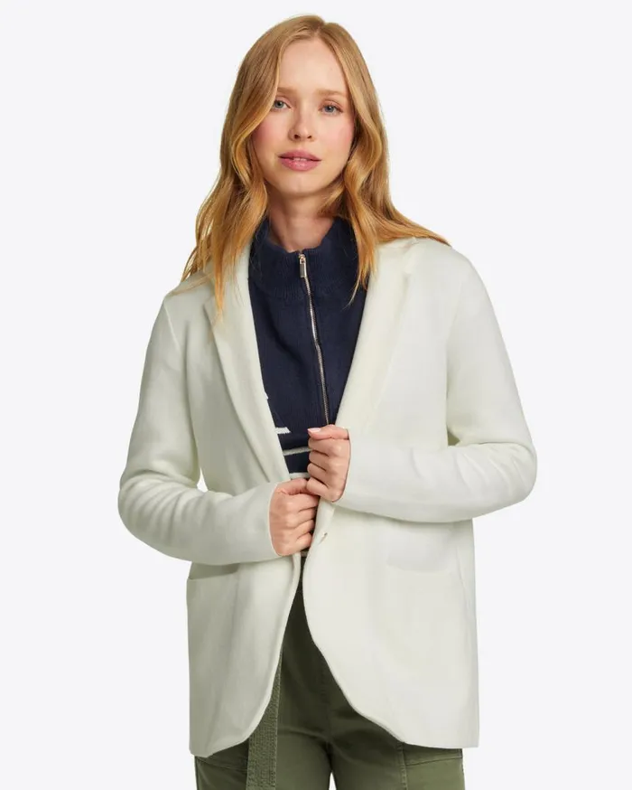 Draper James Tops Women Sweater Knit Blazer In Magnolia White