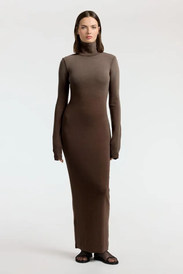 Dresses Skirts Women COTTON CITIZEN Verona Turtleneck Maxi Dress Chocolate Cast