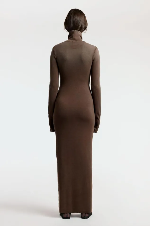 Dresses Skirts Women COTTON CITIZEN Verona Turtleneck Maxi Dress Chocolate Cast
