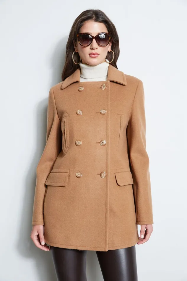 Elie Tahari Coats Faux Fur Collar Peacoat Camel 8211 Women