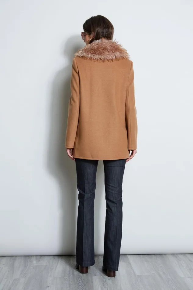 Elie Tahari Coats Faux Fur Collar Peacoat Camel 8211 Women
