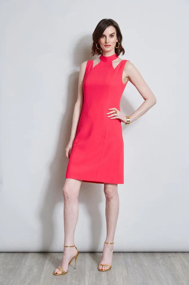 Elie Tahari Dresses and Jumpsuits Mock Neck Cut Out Dress Wild Strawberry 8211 Women