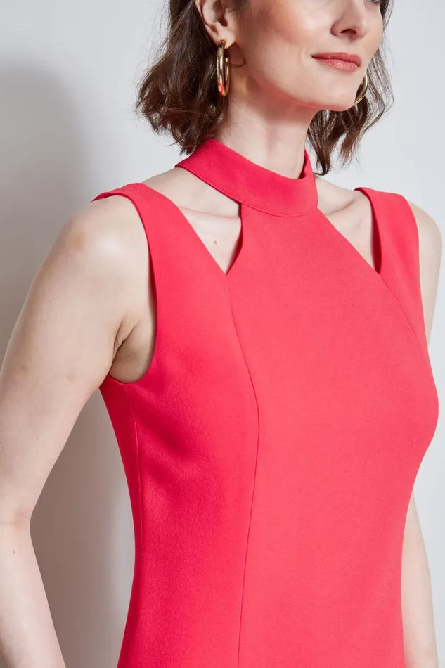 Elie Tahari Dresses and Jumpsuits Mock Neck Cut Out Dress Wild Strawberry 8211 Women