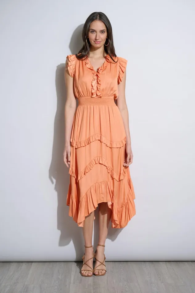Elie Tahari Dresses and Jumpsuits Ruffle Midi Dress Hopscotch 8211 Women