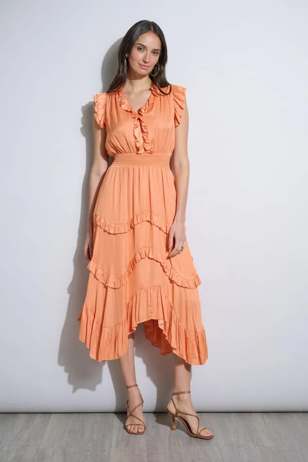 Elie Tahari Dresses and Jumpsuits Ruffle Midi Dress Hopscotch 8211 Women