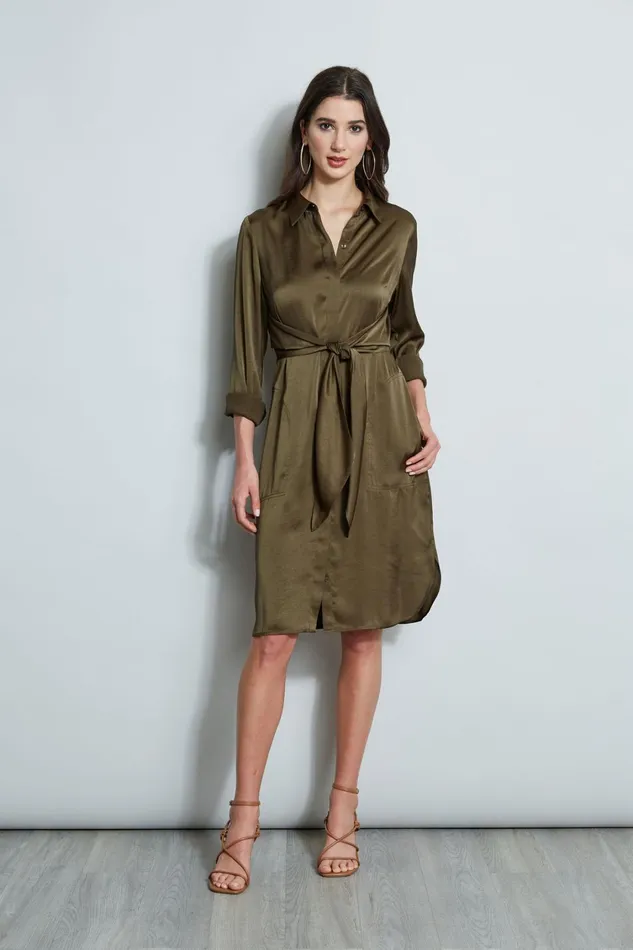 Elie Tahari Dresses and Jumpsuits Satin Tie Shirt Dress Savoy 8211 Women