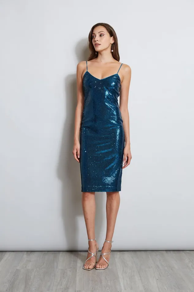 Elie Tahari Dresses and Jumpsuits Sequin Slip Dress Teal 8211 Women