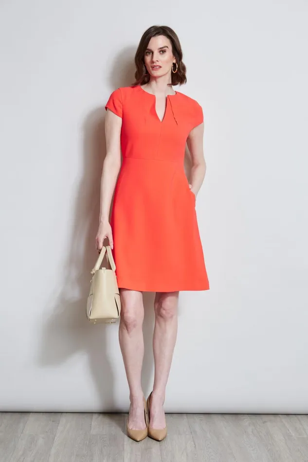 Elie Tahari Dresses and Jumpsuits Short Sleeve Dart Dress Tomato 8211 Women