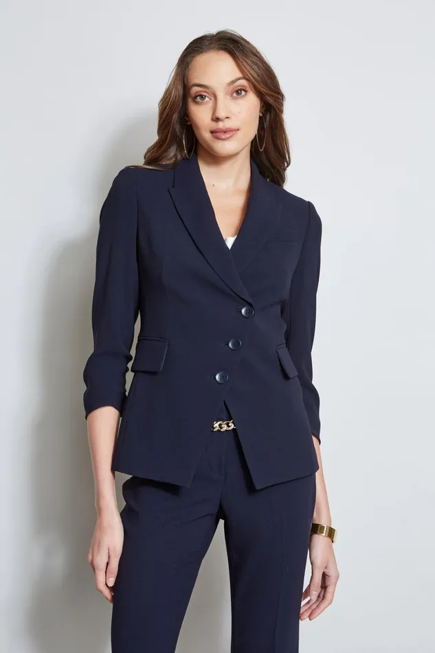Elie Tahari Jackets and Blazers 3 Button Ruched Sleeve Blazer Stargazer 8211 Women