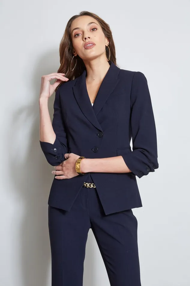 Elie Tahari Jackets and Blazers 3 Button Ruched Sleeve Blazer Stargazer 8211 Women