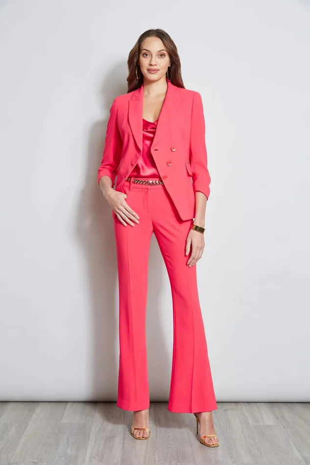 Elie Tahari Jackets and Blazers 3 Button Ruched Sleeve Blazer Wild Strawberry 8211 Women