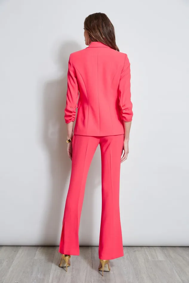 Elie Tahari Jackets and Blazers 3 Button Ruched Sleeve Blazer Wild Strawberry 8211 Women