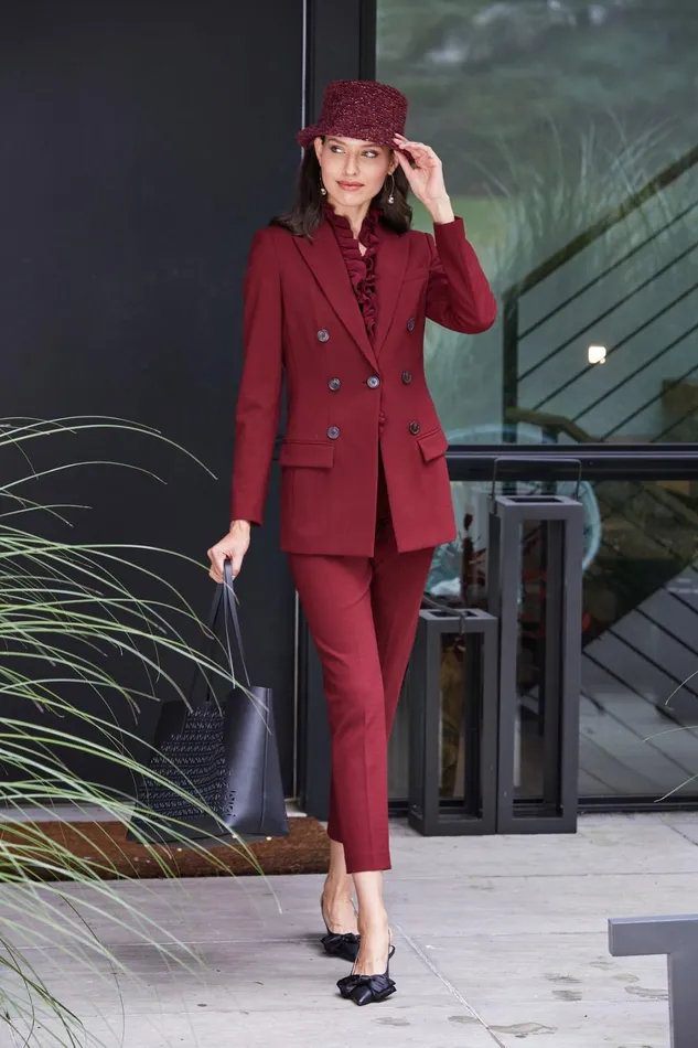 Elie Tahari Jackets and Blazers 7 Button Blazer Bordeaux 8211 Women