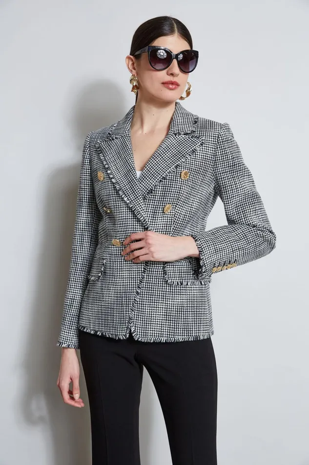 Elie Tahari Jackets and Blazers Double Breasted Tweed Blazer Blkwht 8211 Women