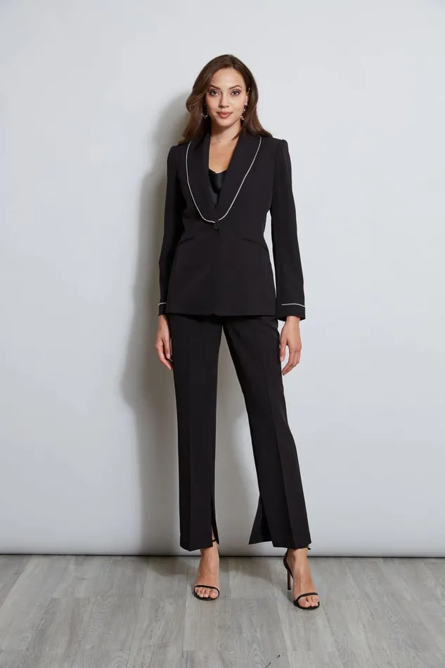 Elie Tahari Jackets and Blazers Rhinestone Edged Blazer Noir 8211 Women