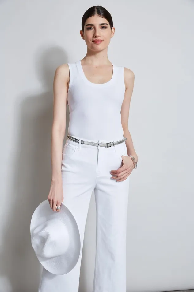 Elie Tahari Knits and Sweaters Rib Knit Scoop Tank Top White 8211 Women