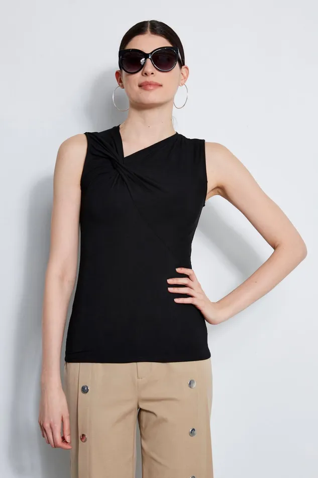 Elie Tahari Knits and Sweaters Sleeveless Asymmetric Twist Knit Black 8211 Women