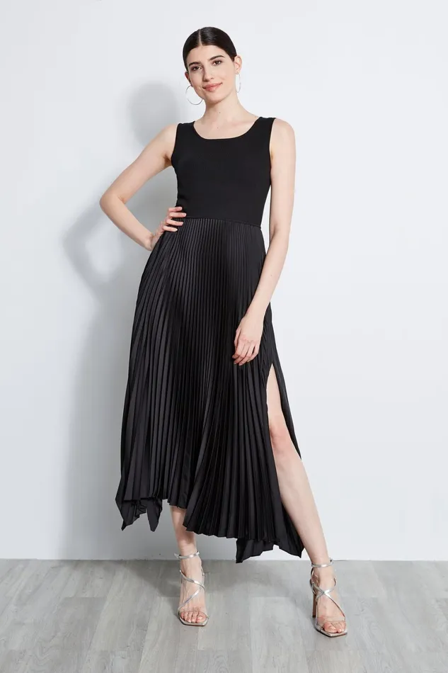 Elie Tahari Midi Dresses Pleated Midi Dress Noir 8211 Women