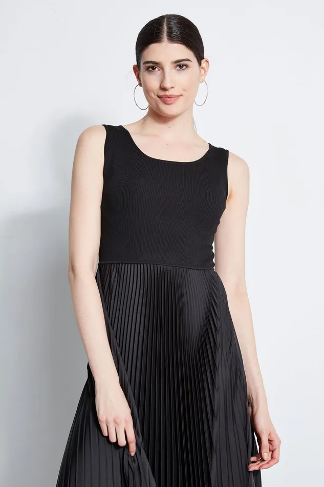 Elie Tahari Midi Dresses Pleated Midi Dress Noir 8211 Women