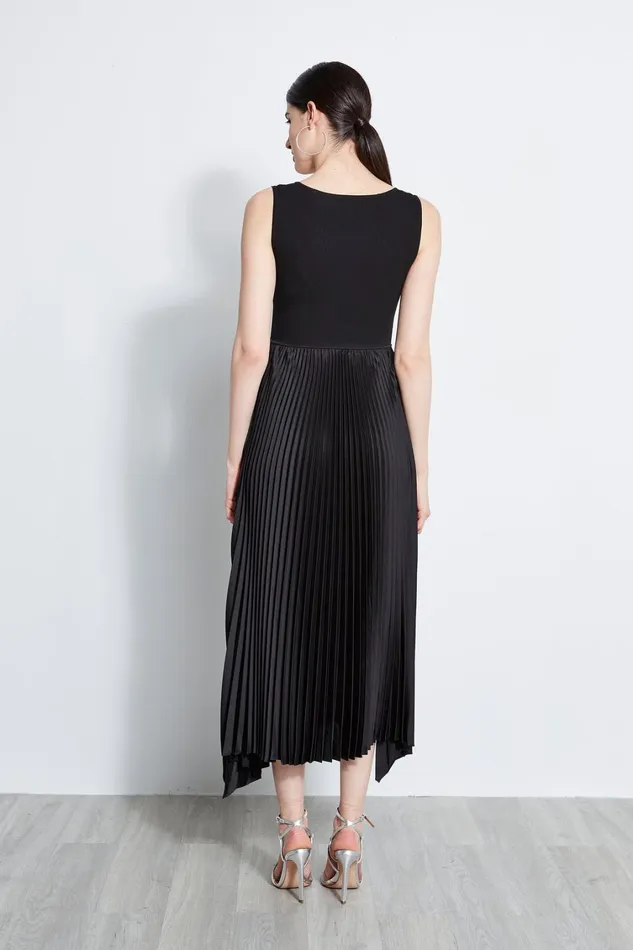 Elie Tahari Midi Dresses Pleated Midi Dress Noir 8211 Women