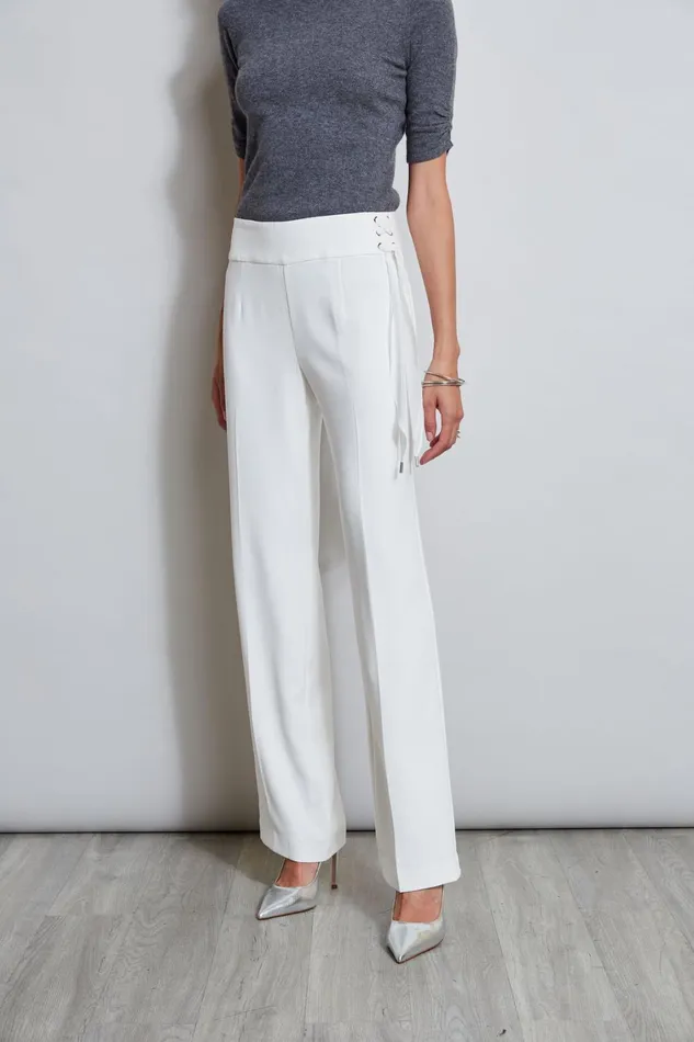 Elie Tahari Pants Crepe Side Tie Pant Foam 8211 Women