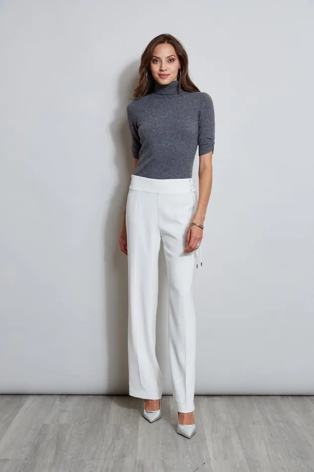Elie Tahari Pants Crepe Side Tie Pant Foam 8211 Women