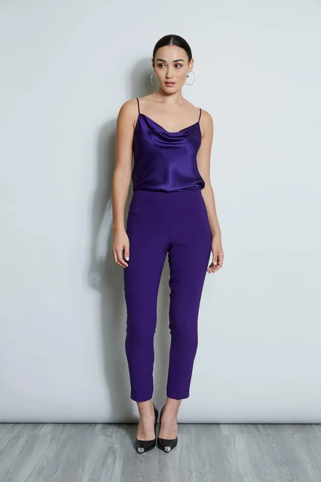 Elie Tahari Pants Slim Fit Crepe Pant Winter Plum 8211 Women