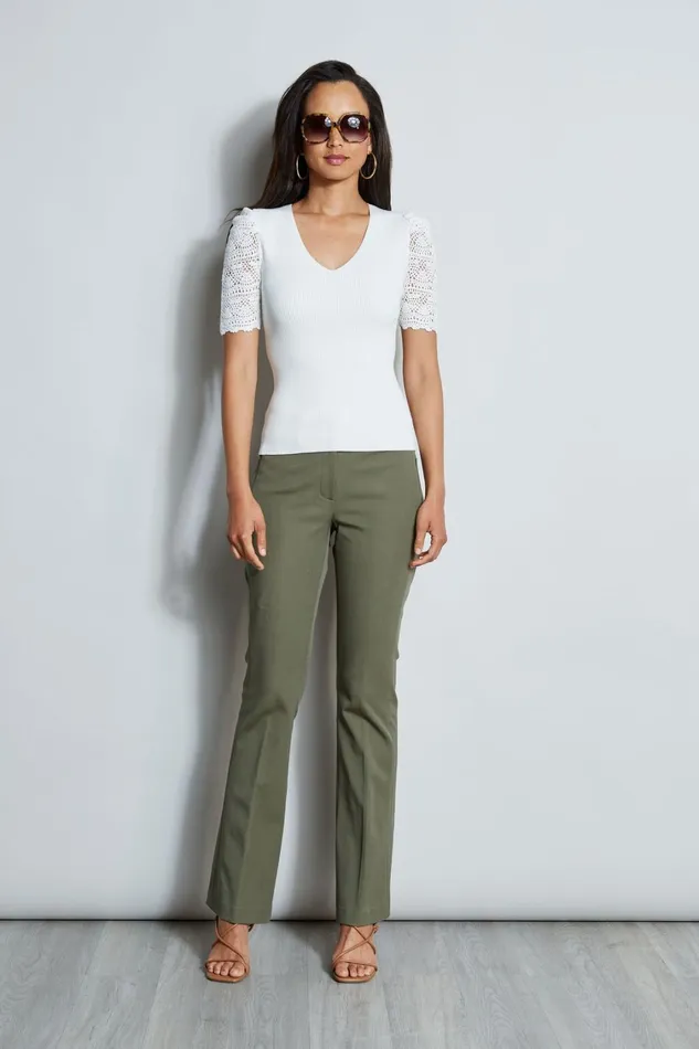Elie Tahari Pants Stretch Twill Fit and Flare Pant Willow Green 8211 Women
