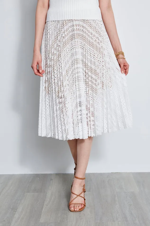 Elie Tahari Skirts Pleated Lace Skirt White 8211 Women