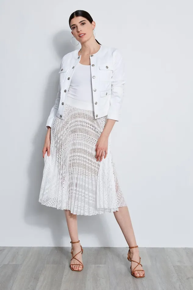 Elie Tahari Skirts Pleated Lace Skirt White 8211 Women