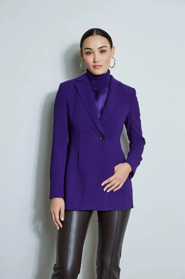 Elie Tahari Suiting Asymmetric Single Button Blazer Winter Plum 8211 Women